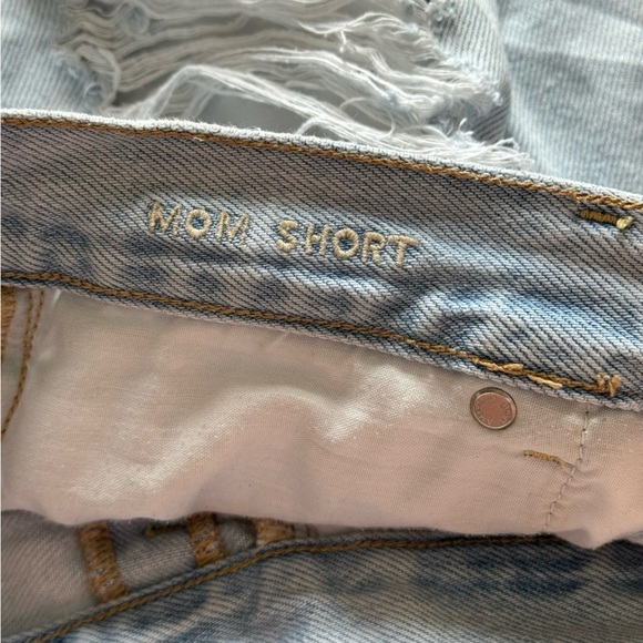 American Eagle Distressed Light Wash Denim Mom Shorts - Picture 6 of 10